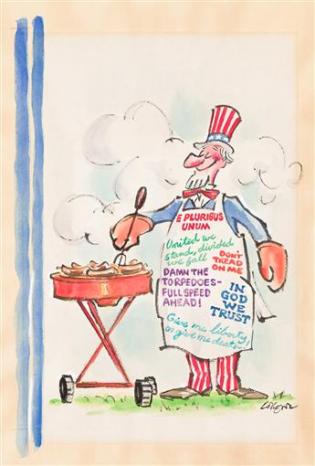 (NEW YORKER) LEE LORENZ (1932 - 2022) Cookout with Uncle Sam.